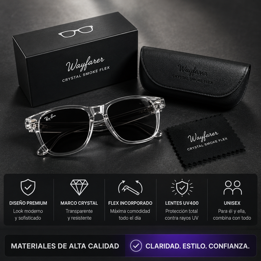 GAFAS WAYFARER SMOKE FLEX + ESTUCHE PREMIUM Y PAÑUELO