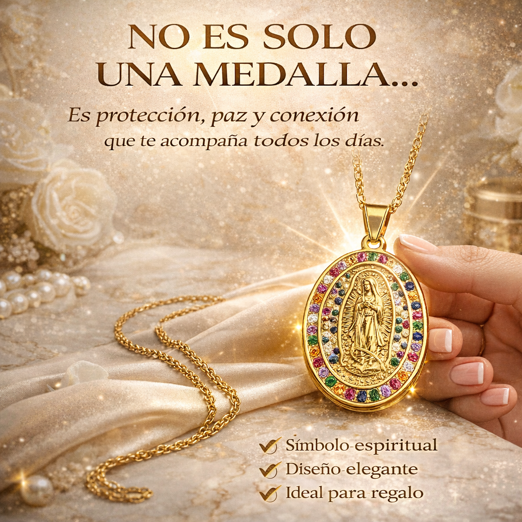 MEDALLA VIRGENCITA ORO LAMINADO + INCRUSTACIONES 💎 ¡EL REGALO PERFECTO!