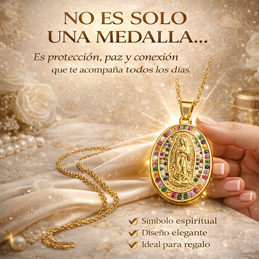 MEDALLA VIRGENCITA ORO LAMINADO + INCRUSTACIONES 💎 ¡EL REGALO PERFECTO!